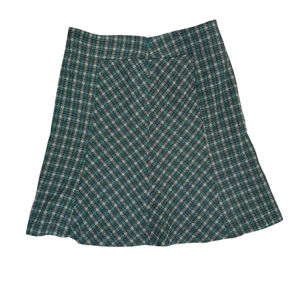 Women’s 8 Wool Blend Academia Plaid Preppy Flared Hem Above Knee Skirt LOFT - Picture 5 of 5